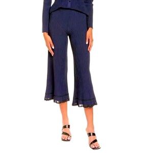 Theory Wide-Leg Culotte in Rib Knit in Midnight Blue Size Small NWOT
